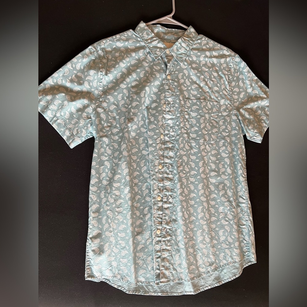 American Eagle teal shortsleeved button up shirt Large, L
